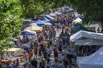 Flea market at the summer festival at the Gruga in Essen, 10-day fair at Messe Essen, with one of