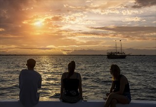 San Miguel de Cozumel, 10 October, 2021: Cozumel sea promenade and waterfront Malecon with statues,