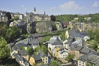 View over the Grund quarter at Luxembourg, Grand Duchy of Luxembourg