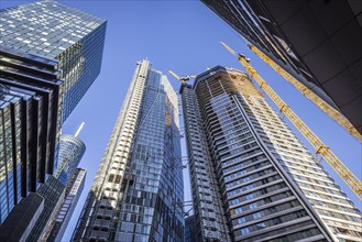 FOUR, four new skyscrapers are being built here, high-rise construction site Frankfurt 4 Tower,