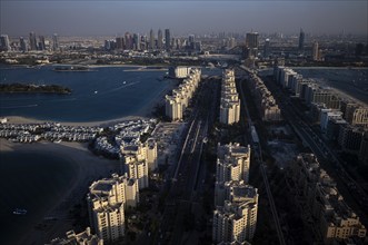 View from viewing platform The View At the Palm onto Sheikh Zayed Road, Skyline Dubai Internet