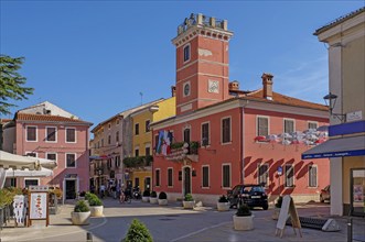 Town centre with town hall, Novigrad, Istria, Croatia, Europe