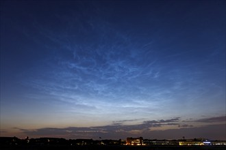 Noctilucent clouds over Tempelhof Airport, Berlin, Germany, Europe