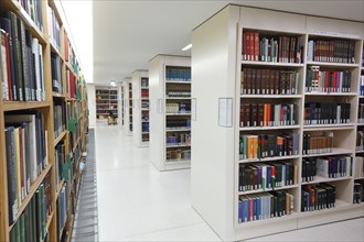 Shelves with books in the Berlin State Library in the Unter den Linden building The basic