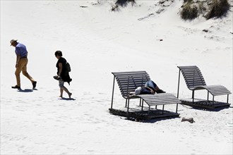 Holidaymakers on the beach on the island of Amrum, Norddorf, 15.06.2020