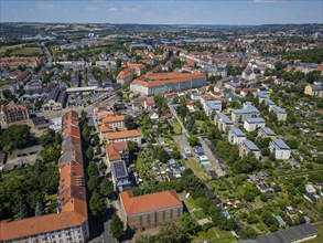 Crossroads Leipziger Straße Mohnstrasse, Rehefelder Straße with Ballhaus Watzke, aerial view