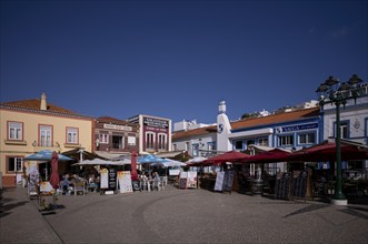 Marketplace, restaurants, bars, fishing village Ferragudo, Algarve, Portugal, Europe