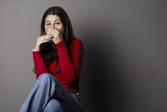 Girl, 13 years old, shows her emotions, Bonn, 04.10.2023