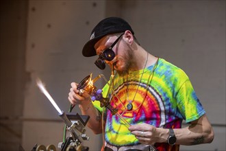 Detroit, Michigan, Artists create glass and other artworks at the Michigan Glass Project's annual