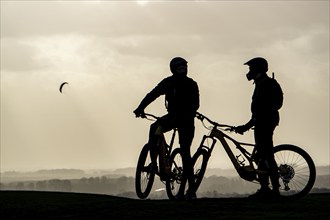 Mountain bike trail with jumps, downhill trail, on the Norddeutschland spoil tip in