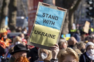 Peace demonstration against the war in Ukraine, instead of the Rose Monday parade in Cologne, with