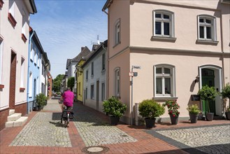 The old town centre of Mörs, on the Lower Rhine, Fieselstrasse, North Rhine-Westphalia, Germany,