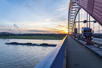 Bridge of Solidarity, road bridge between the districts of Rheinhausen and Hochfeld, over the river