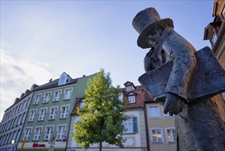 E.T.A. Hoffmann statue, Bamberg, Upper Franconia, Bavaria, Germany, Europe