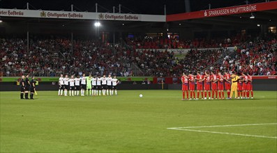 Memorial, minute's silence, mourning in front of kick-off of the match between 1. FC Heidenheim