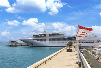 Monte Carlo, Monaco, France, 22 June, 2022: Luxury cruise ship heading to vacation from Monaco