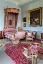 Canopy bed in bedroom of Field Marshal Charles-Joseph de Ligne at Château de Bel?il, Baroque castle