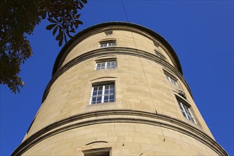 Old Palace Stuttgart from Karlsplatz, round tower from below, former moated palace, princely