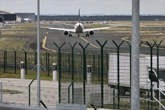 Aircraft on the multi-security airport grounds, Frankfurt am Main, Hesse, Germany, Europe