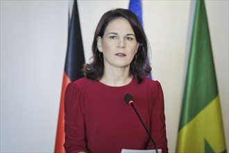 Annalena Bärbock (Alliance 90/The Greens), Federal Foreign Minister, pictured during a meeting with