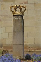 Golden royal crown with stele as a memorial to the Prussian era after 1815, arts and crafts,