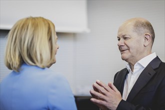 (R-L) Olaf Scholz (SPD), Federal Chancellor, and Nancy Faeser (SPD), Federal Minister of the