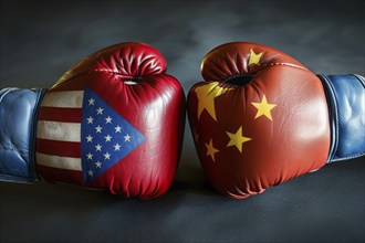 Concept of USA and China competition and economic trade war. Travel and partnership concept, AI