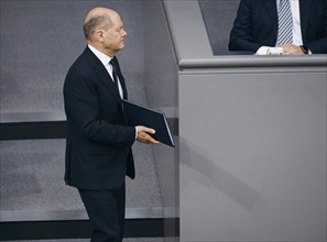 Federal Chancellor Olaf Scholz, (SPD), recorded during a government statement in the German