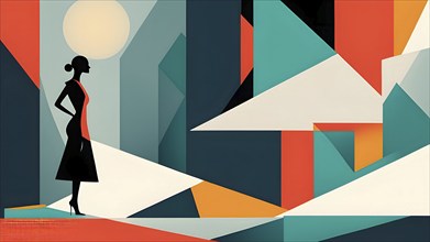 Minimalist illustration with abstract shapes interlocking to symbolize inspiration, AI generated