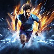 AI generated athlete in sprint in dynamic sports scene