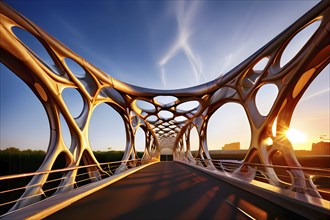 Modern bridge design of a network of interconnected shapes inspired by the structure of spider