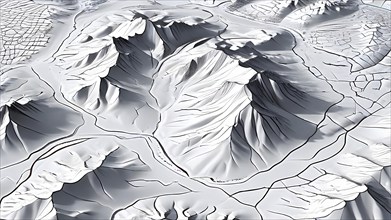 Abstract topographic map contour with complex terrain patterned, AI generated