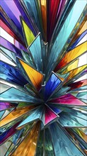 3d rendering of vibrant colored abstract changing glass design in an ornament structure, AI