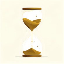 Minimalist hourglass illustration with abstract golden sand falling slowly, representing the