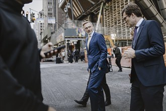 Christian Lindner (FDP), Federal Minister of Finance, photographed during a walk in New York City,