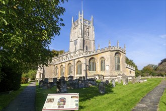 Historic village parish church of Saint Mary, Fairford, Cotswolds Gloucestershire, England, UK