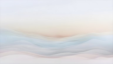 Abstract horizon line with layers of soft, pastel colors rising and falling, creating a soothing