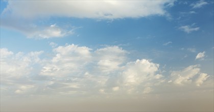 Peaceful and serene sky with clouds on sunset background