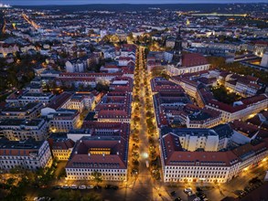 Innere Neustadt, Baroque quarter Königstraße, aerial view, Dresden, Saxony, Germany, Europe