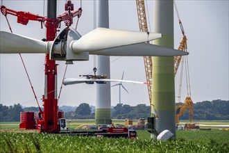 Dismantling of a wind power plant in a wind farm near Issum, 9 older wind turbines from the