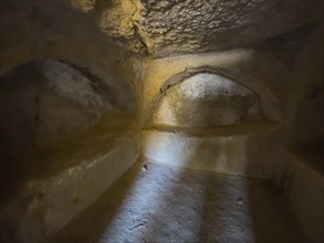 Cave of former Roman necropolis with sandstone caves carved into sandstone Burial caves Cave tombs