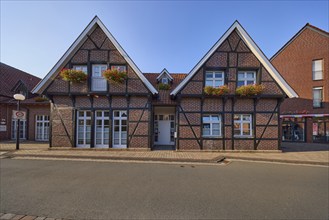 German Red Cross in the evening sun on Eintrachtstraße in Senden, Münsterland, Coesfeld district,