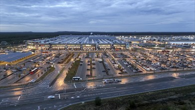 Tesla Giga Factory at the blue hour, Grünheide, 25.09.2024., Grünheide, Brandenburg, Germany,