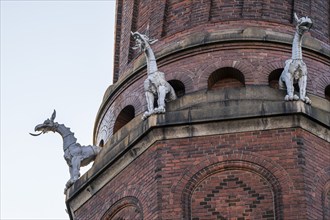 Detail of coiled industrial chimney by Carl Jacobsen, Vilhelm Dahlerup and PS Beckmann with