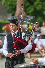 Bagpiper, Pipe concert, Sigmaringen, Baden-Württemberg, Germany, Europe