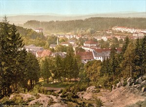 View from the quarry, Mariánské Lázn?, Czech Republic, c. 1890, Historic, digitally restored