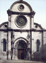 Sedenica. Facciata del Duomo, Cathedral of St James is the most important building in Sibenik in