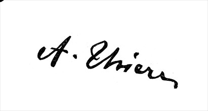 Signature, handwriting by A. Thiers, historical, digital reproduction of an original from the 19th