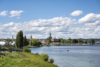 View from the Seeburg Tower in the Seeburg Park on the Swiss shore of Lake Constance to the