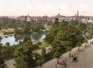 St Stephen's Green Park, Dublin, Ireland, Historic, digitally restored reproduction from a 19th